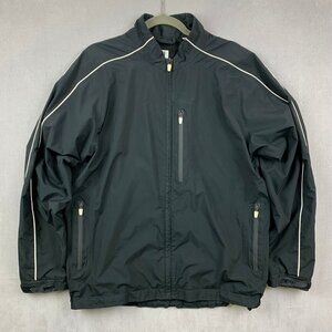 FootJoy Mens Jacket Large Black Full Zip Windbreaker Laminated Golf Rain Outdoor